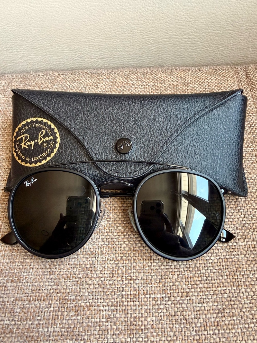Ray-Ban RB3647N Black Round Sunglasses Made in Italy